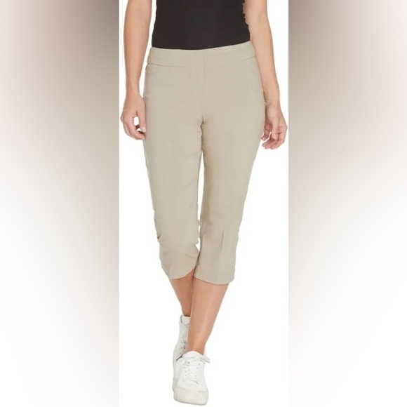 Women’s “Slim-sation by MULTIPLES” Slimming Khaki Capris - Picture 10 of 12